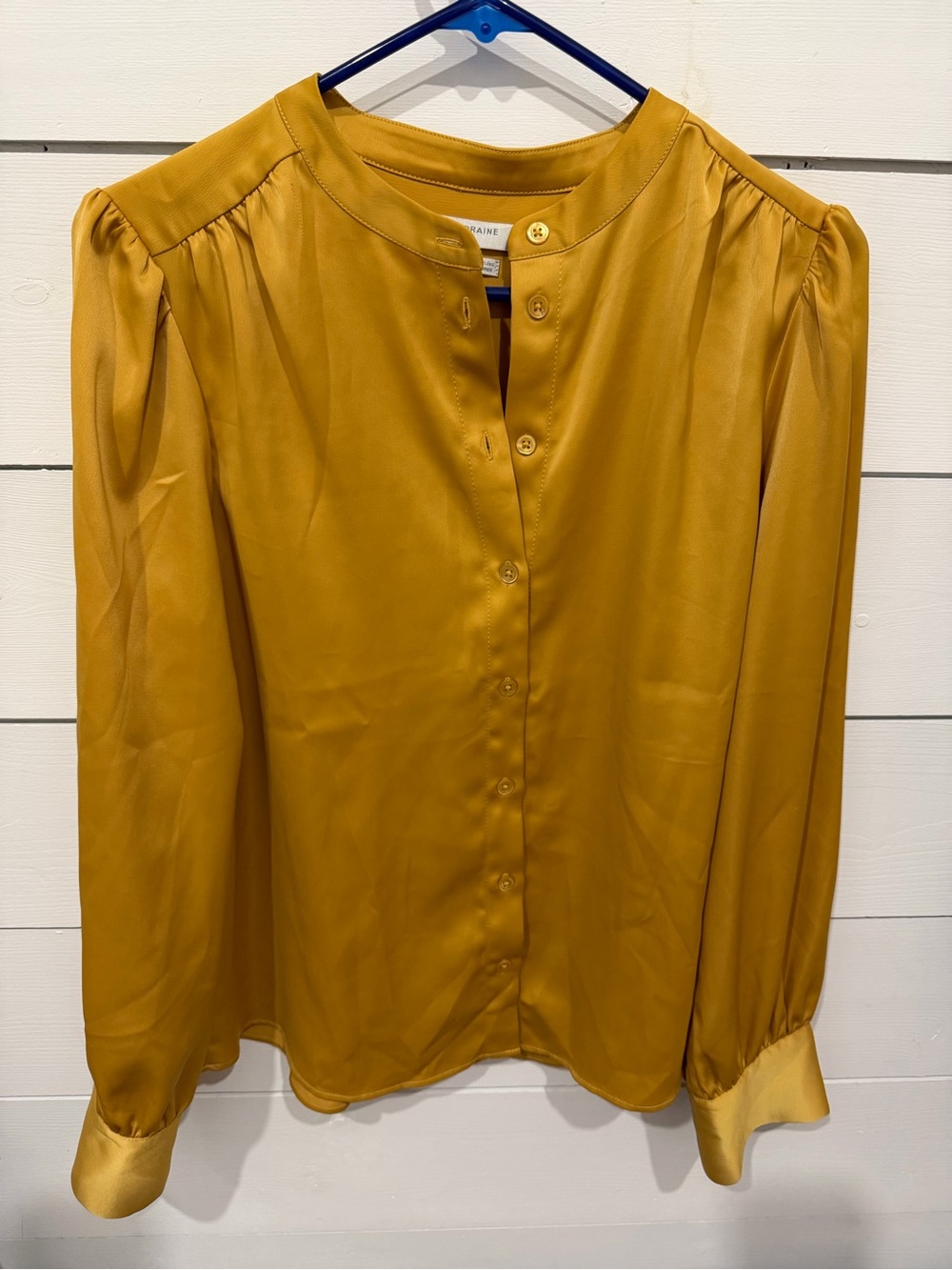 Simons Mustard Satin Button-Up Blouse